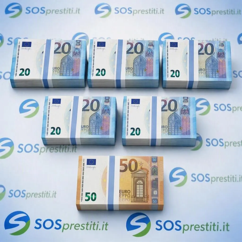 Una serie di mazzette di banconote da venti euro e una da cinquanta