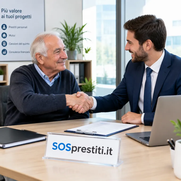 Pensionato stringe la mano sorridente a un giovane consulente finanziario
